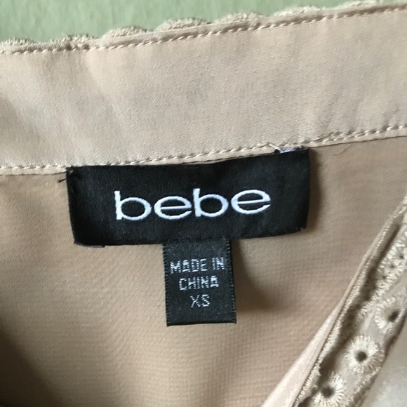 Bebe Women’s Silk Tan Ruffle detail Sleeveless dress size XS - Picture 9 of 9